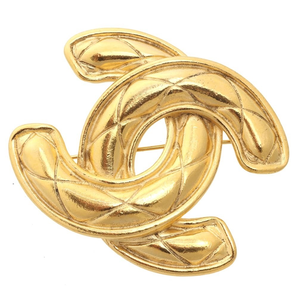 Chanel Coco Mark Brooch, Gold, Matelassé